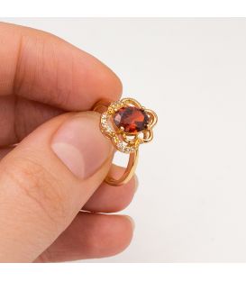 Кольцо лимонная позолота "Овальный камень"