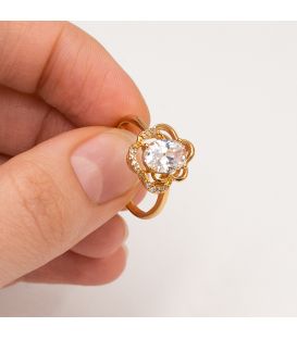 Кольцо лимонная позолота "Овальный камень"