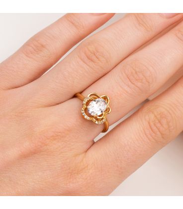 Кільце лимонна позолота "Овальний камінь"