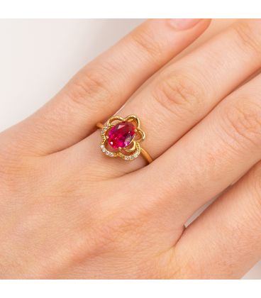 Кільце лимонна позолота "Овальний камінь"