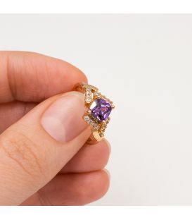 Кільце лимонна позолота "Камінь ромб"