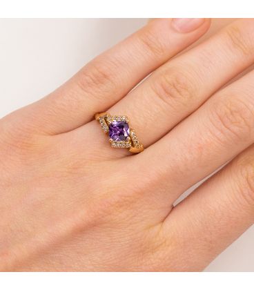 Кільце лимонна позолота "Камінь ромб"