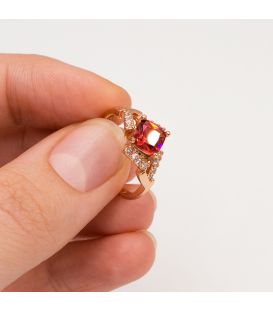 Кольцо лимонная позолота "Камень ромб"