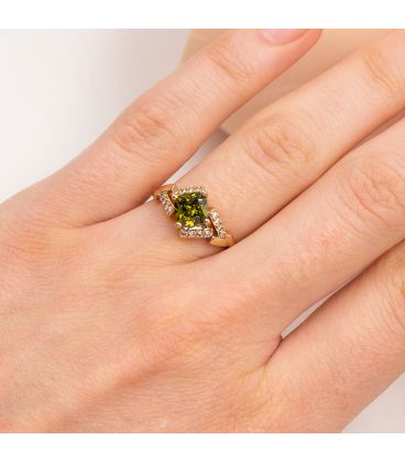 Кільце лимонна позолота "Камінь ромб"