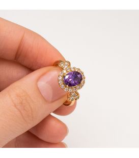 Кільце лимонна позолота овальний камінь