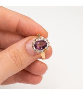 Кольцо лимонная позолота "Овальный камень"