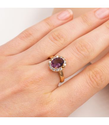 Кольцо лимонная позолота "Овальный камень"