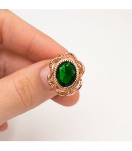 Кільце позолота "Перстень – зелений камінь"