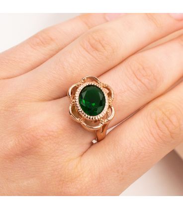 Кільце позолота "Перстень – зелений камінь"