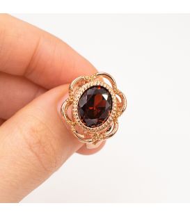 Кільце позолота "Перстень – червоний камінь"