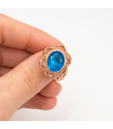 Кільце позолота "Перстень – блакитний камінь"