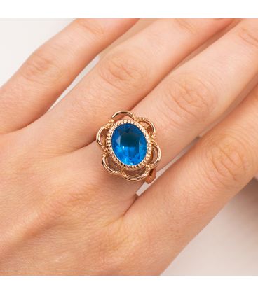 Кільце позолота "Перстень – блакитний камінь"