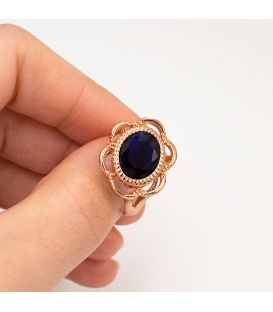Кільце позолота "Перстень – синій камінь"