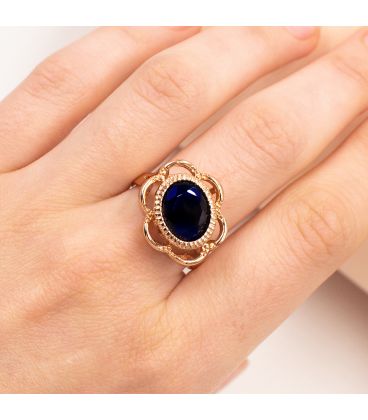 Кольцо позолота "Перстень – синий камень"