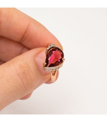 Кольцо позолота Капля-камень