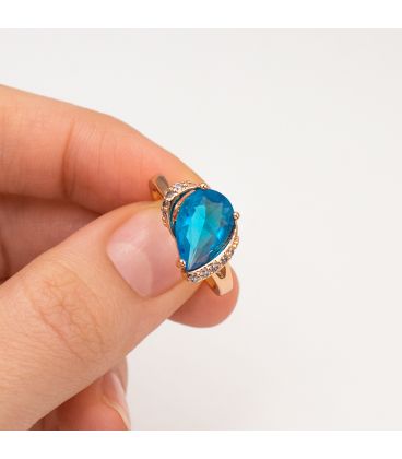 Кільце позолота Крапля-камінь