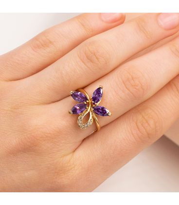 Кольцо лимонная позолота "Цветок"