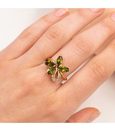 Кольцо лимонная позолота "Цветок"