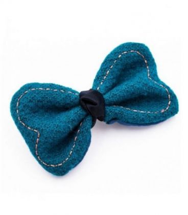 Шпилька в'язаний бант синя