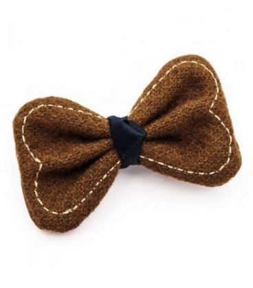 Заколка вязанный бант коричневая