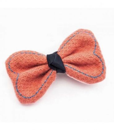 Шпилька в'язаний бант світло-рожева