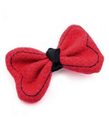 Заколка вязанный бант красная