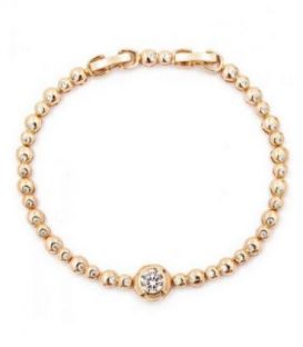 Браслет круглі ланки зі вставкою білого каміння лимонна позолота 0,3/17,4 см