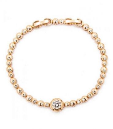 Браслет круглі ланки зі вставкою білого каміння лимонна позолота 0,3/17,4 см