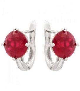 Серьги красный камень родий