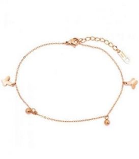 Браслет якорное плетение с бабочками позолота