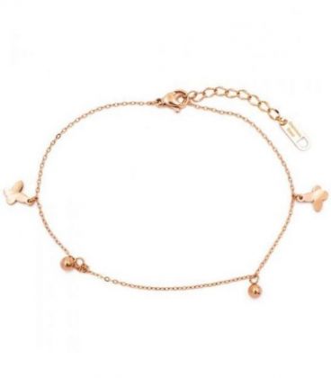 Браслет якорное плетение с бабочками позолота