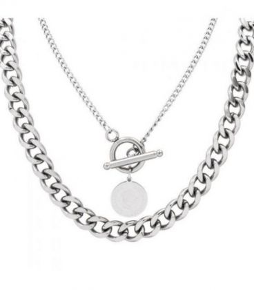 Подвійний ланцюжок із «Монетою» панцирне плетіння Медична сталь