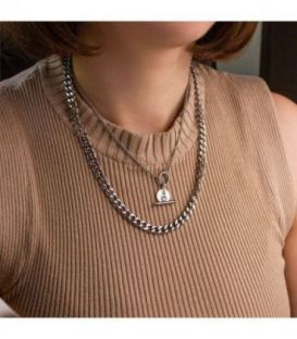 Двойная цепочка с «Монетой» панцирное плетение Медицинская сталь