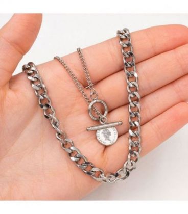 Двойная цепочка с «Монетой» панцирное плетение Медицинская сталь