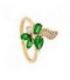 Кільце лимонна позолота «Зелені камінці»