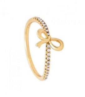 Кільце лимонна позолота «Бантик» з камінцями.