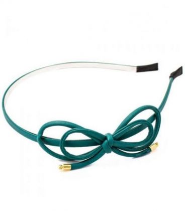 Обруч з бантиком, сталева основа зі шкірозамінником