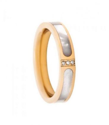 Кільце позолота, сталь «Перламутрова вставка»