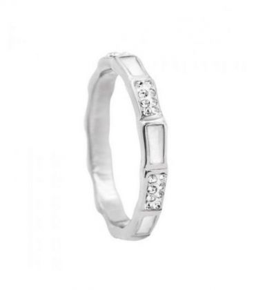 Кольцо родий «Перламутровые вставки с камушками»