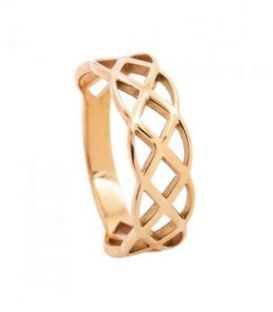 Кольцо позолота, сталь «Плетенка»