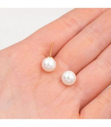 Сережки-гвоздики лимонна позолота «Перлина»