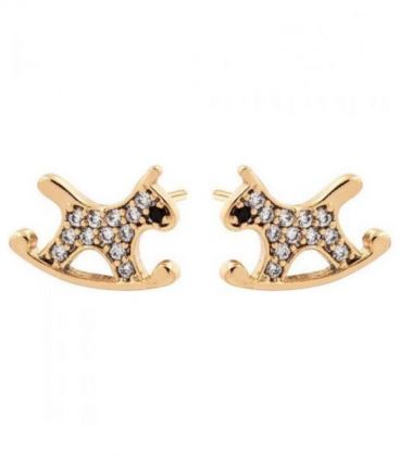 Сережки-гвоздики лимонна позолота «Коник»