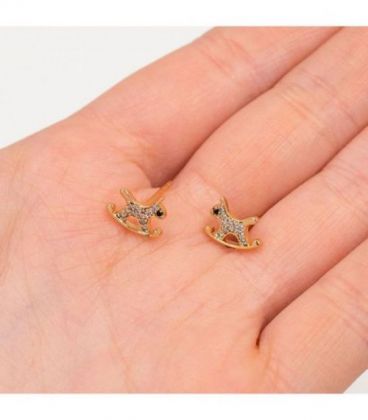 Сережки-гвоздики лимонна позолота «Коник»