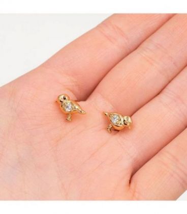 Сережки-гвоздики лимонна позолота «Горобчики»