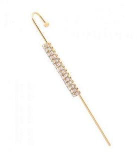 Сережка-каффа, игла, лимонная позолота в камушках