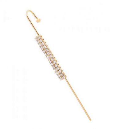 Сережка-каффа, голка, лимонна позолота в камінчиках