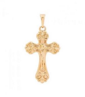 Крестик лимонная позолота, с распятием, без камней