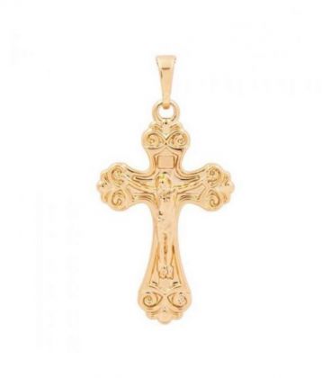 Крестик лимонная позолота, с распятием, без камней