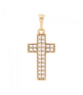 Крестик лимонная позолота, без распятия, в камнях