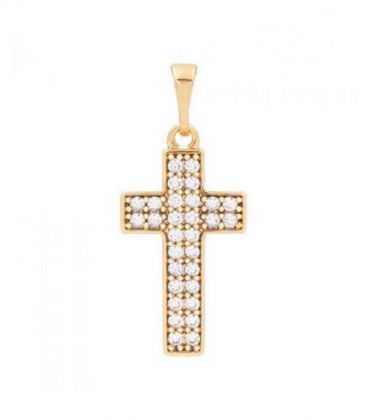 Хрестик лимонна позолота, без розп'яття, у камінні